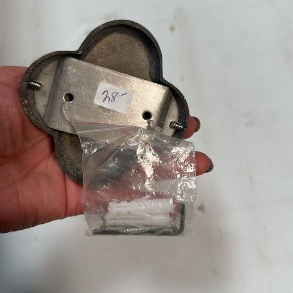 Anthropologie Hardware Hook Hanging Black Ivory Stone Metal Bracket Robe Towel - Picture 3 of 5